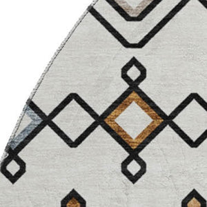 HomeRoots 8' Southwestern Washable Round Rug in Ivory, Red & Green - UV Resistant, Stain-Proof, Durable Design 674709