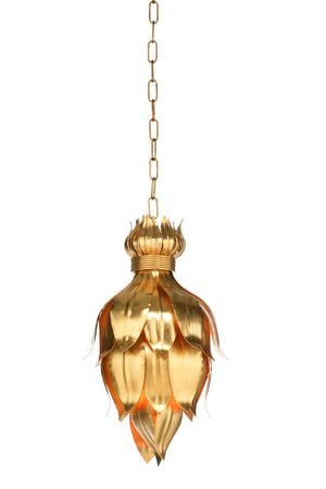 Wildwood Foglia Gold Leaf Pendant Light — Layered Leaf Design For Soft Ambient Glow In Entryways & Nooks 20h x 11w x 11d 67471