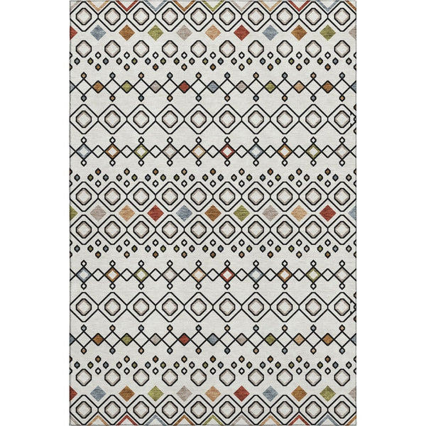 HomeRoots 8' X 10' Southwestern Area Rug in Ivory, Red & Green - Washable, Stain Resistant, UV Protected! 674710