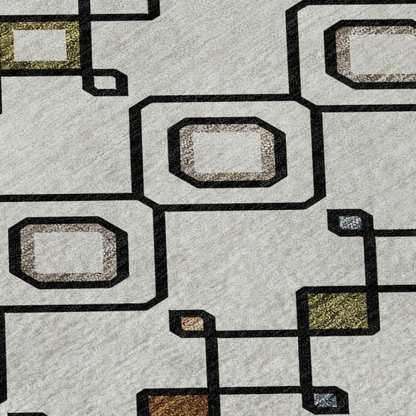 HomeRoots 8' X 10' Southwestern Area Rug in Ivory, Red & Green - Washable, Stain Resistant, UV Protected! 674710