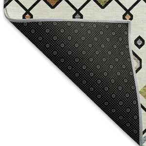 HomeRoots 9' X 12' Southwestern Washable Area Rug in Ivory, Red & Green – Durable, UV Protected & Stylish! 674711