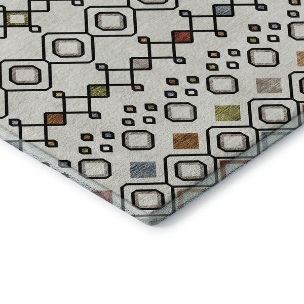 HomeRoots 9' X 12' Southwestern Washable Area Rug in Ivory, Red & Green – Durable, UV Protected & Stylish! 674711