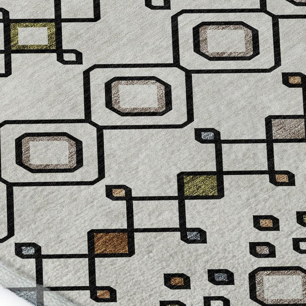 HomeRoots 9' X 12' Southwestern Washable Area Rug in Ivory, Red & Green – Durable, UV Protected & Stylish! 674711