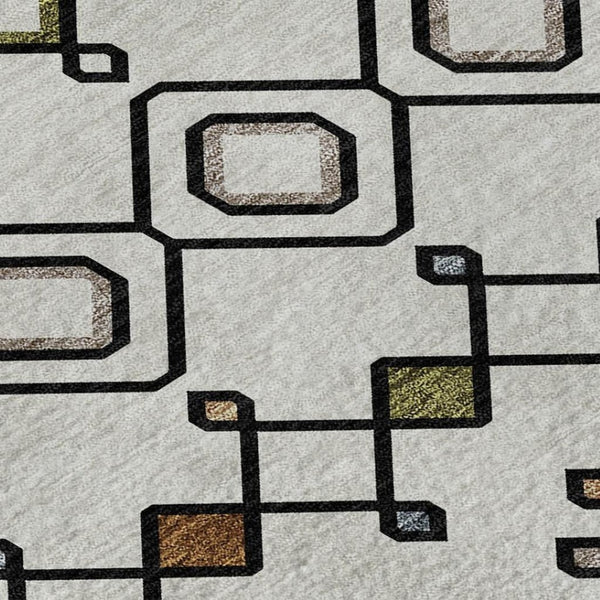 HomeRoots 10' Southwestern Area Rug in Ivory, Red & Green - Washable, UV-Protected, Durable for High Traffic Homes 674712