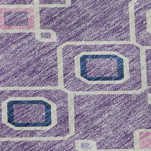 HomeRoots 5' X 8' Southwestern Washable Area Rug in Lavender, Ivory & Blue - Durable, UV-Protected Design 674714