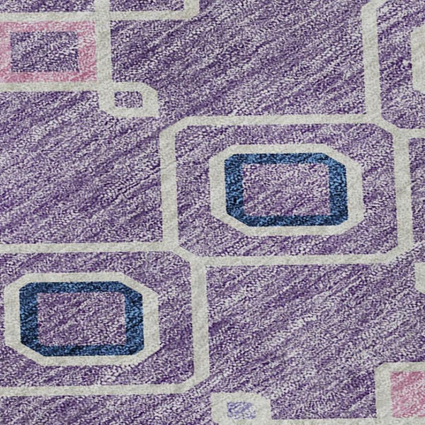 HomeRoots 8' X 10' Stylish Southwestern Area Rug in Lavender, Ivory & Blue - UV Protected & Washable! 674716