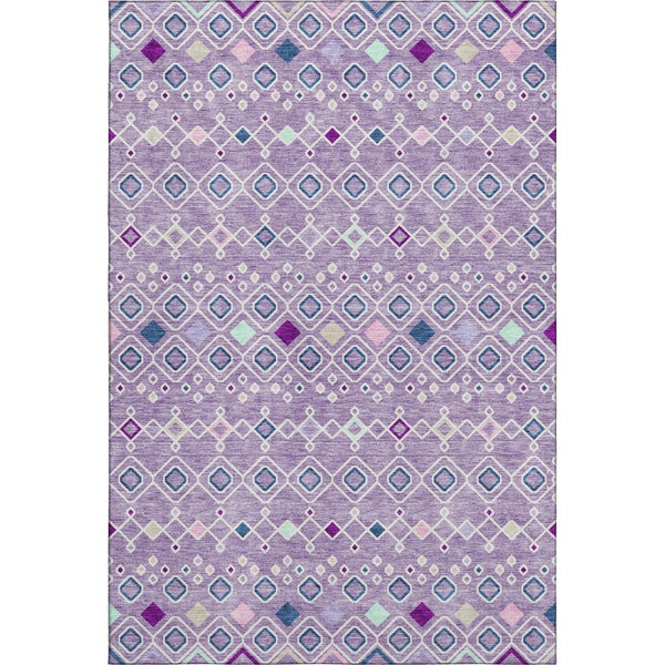 HomeRoots 9' X 12' Southwestern Area Rug in Lavender, Ivory & Blue - Durable, Stain-Resistant & UV Protected! 674717