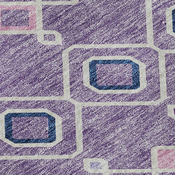 HomeRoots 9' X 12' Southwestern Area Rug in Lavender, Ivory & Blue - Durable, Stain-Resistant & UV Protected! 674717