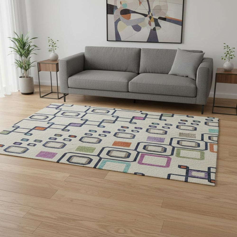 HomeRoots 5' X 8' Southwestern Area Rug in Pink & Orange - Washable, Durable, UV-Protected for Family Spaces 674720