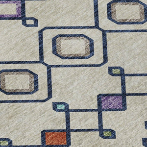 HomeRoots 8' X 10' Southwestern Washable Area Rug in Linen Pink & Orange - UV Protected & Stain Resistant! 674722