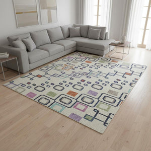 HomeRoots 9' X 12' Southwestern Pink and Orange Washable Area Rug with UV Protection for Family Spaces 674723