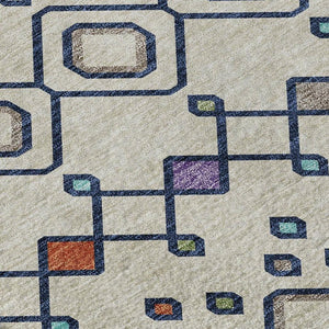 HomeRoots 9' X 12' Southwestern Pink and Orange Washable Area Rug with UV Protection for Family Spaces 674723