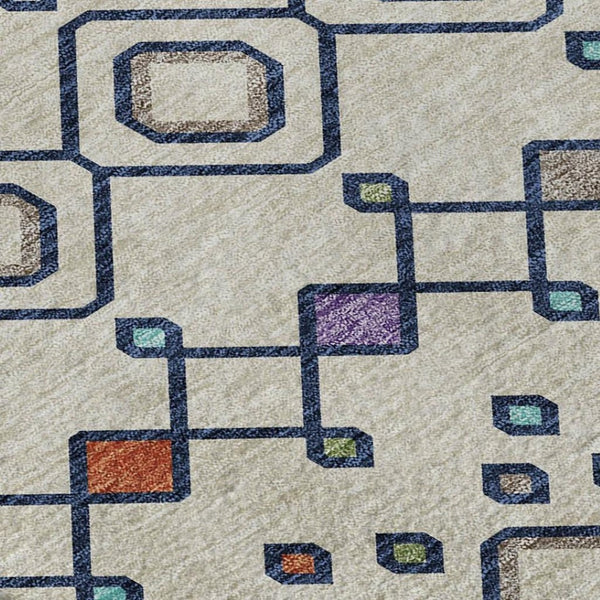 HomeRoots 9' X 12' Southwestern Pink and Orange Washable Area Rug with UV Protection for Family Spaces 674723