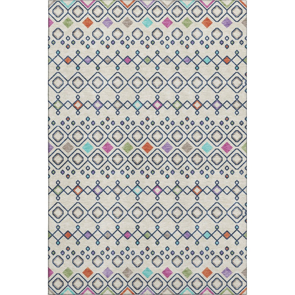HomeRoots 10' X 14' Washable Polyester Southwestern Area Rug in Linen Pink & Orange - UV Protected, Durable Comfort 674724