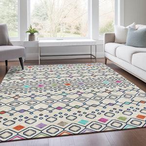 HomeRoots 10' X 14' Washable Polyester Southwestern Area Rug in Linen Pink & Orange - UV Protected, Durable Comfort 674724