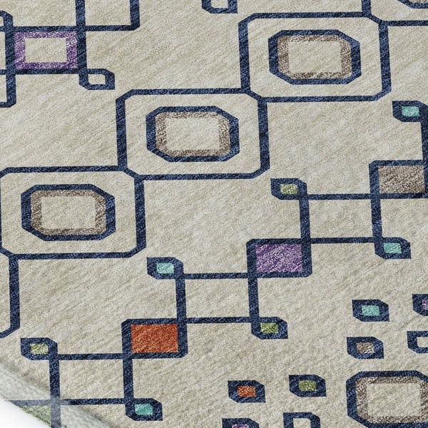 HomeRoots 10' X 14' Washable Polyester Southwestern Area Rug in Linen Pink & Orange - UV Protected, Durable Comfort 674724