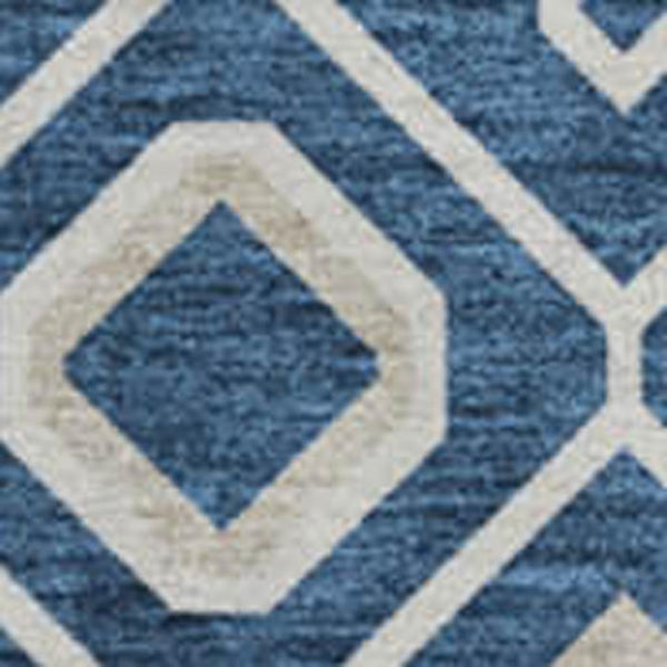 HomeRoots 8' Stylish Navy Blue Southwestern Round Rug with Peach & Gold Accents, Washable & UV Protected 674727