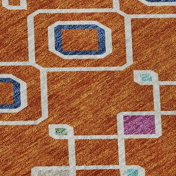 HomeRoots 5' X 8' Vibrant Southwestern Area Rug - Orange, Purple & Blue, UV Protected, Washable & Stain-Resistant 674732
