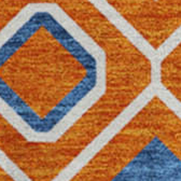 HomeRoots 8' Vibrant Southwestern Round Rug in Orange, Purple & Blue - Washable, Stain-Resistant & UV Protected! 674733