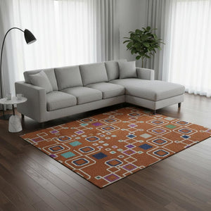 HomeRoots 8' X 10' Vibrant Southwestern Washable Area Rug with UV Protection, Stain Resistance & Durability 674734