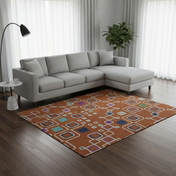 HomeRoots 8' X 10' Vibrant Southwestern Washable Area Rug with UV Protection, Stain Resistance & Durability 674734