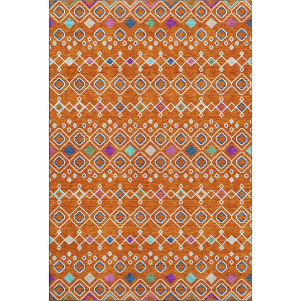 HomeRoots 10' Southwestern Washable Area Rug in Vibrant Orange, Purple & Blue - Pet-Friendly, UV Protected! 674736