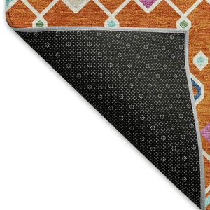 HomeRoots 10' Southwestern Washable Area Rug in Vibrant Orange, Purple & Blue - Pet-Friendly, UV Protected! 674736