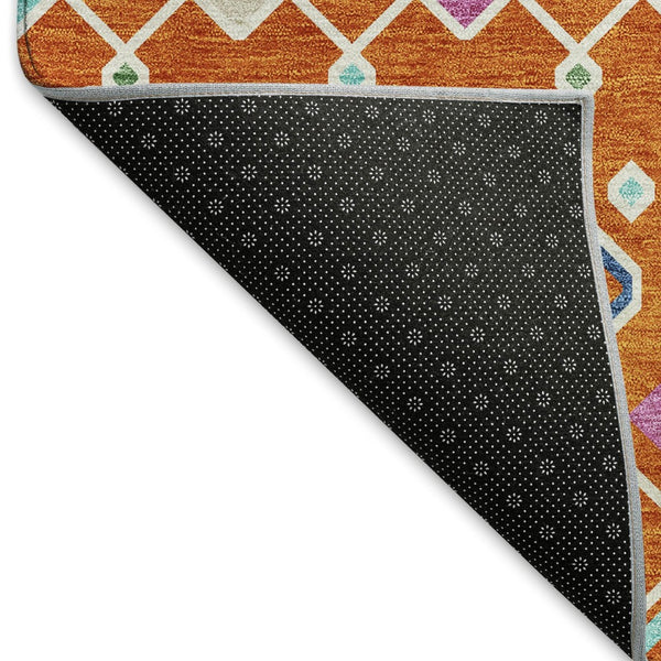 HomeRoots 10' Southwestern Washable Area Rug in Vibrant Orange, Purple & Blue - Pet-Friendly, UV Protected! 674736