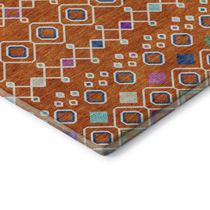 HomeRoots 10' Southwestern Washable Area Rug in Vibrant Orange, Purple & Blue - Pet-Friendly, UV Protected! 674736