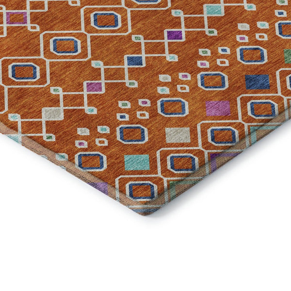 HomeRoots 10' Southwestern Washable Area Rug in Vibrant Orange, Purple & Blue - Pet-Friendly, UV Protected! 674736