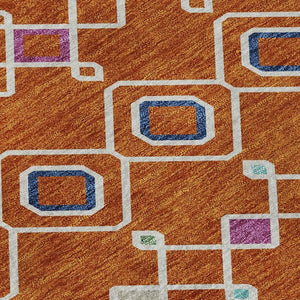 HomeRoots 10' Southwestern Washable Area Rug in Vibrant Orange, Purple & Blue - Pet-Friendly, UV Protected! 674736