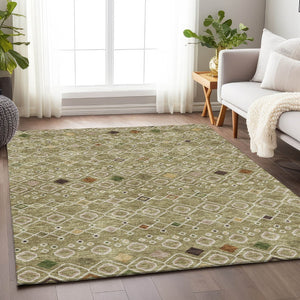 HomeRoots 5' X 8' Sage Beige & Gold Southwestern Area Rug with UV Protection - Durable, Washable & Safe for Kids 674738