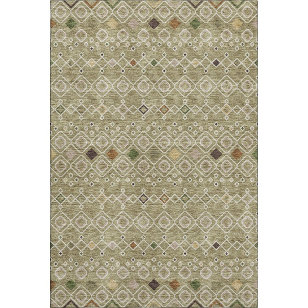 HomeRoots 8' X 10' Sage Beige and Gold Southwestern Area Rug – Durable, Washable, UV Protected for Everyday Living 674740