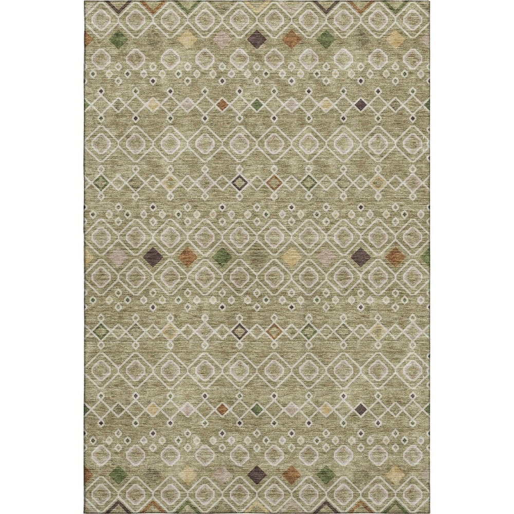 HomeRoots 9' X 12' Sage Beige and Gold Southwestern Area Rug - Washable, UV Protected, Durable & Stylish! 674741