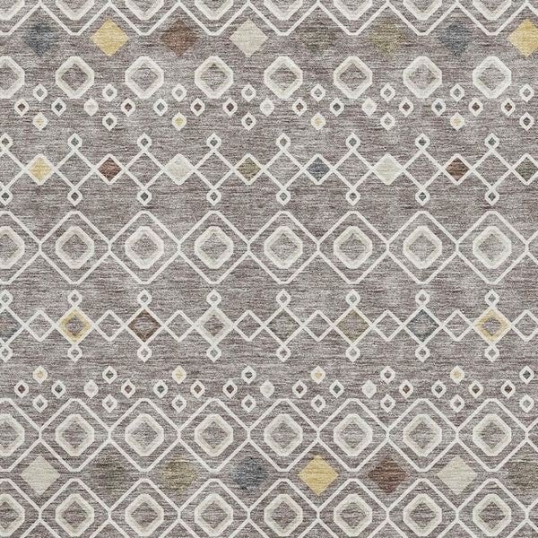 HomeRoots 5' X 8' Southwestern Washable Area Rug in Taupe Ivory & Gold - Durable, UV-Protected, Easy-Care Charm 674744