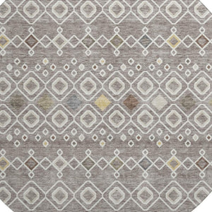HomeRoots 8' Southwestern Washable Round Rug in Taupe, Ivory & Gold - UV Protected, Stain Resistant & Durable 674745