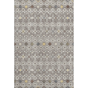HomeRoots 9' X 12' Southwestern Washable Area Rug in Taupe Ivory Gold - UV Protected, Stain-Resistant Design 674747