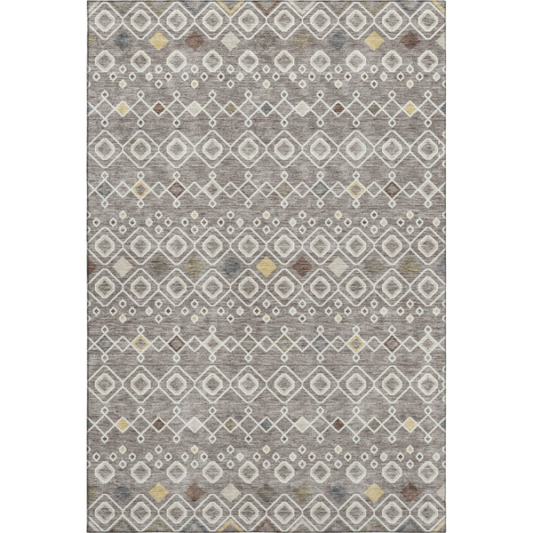 HomeRoots 9' X 12' Southwestern Washable Area Rug in Taupe Ivory Gold - UV Protected, Stain-Resistant Design 674747