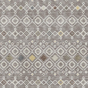 HomeRoots 9' X 12' Southwestern Washable Area Rug in Taupe Ivory Gold - UV Protected, Stain-Resistant Design 674747