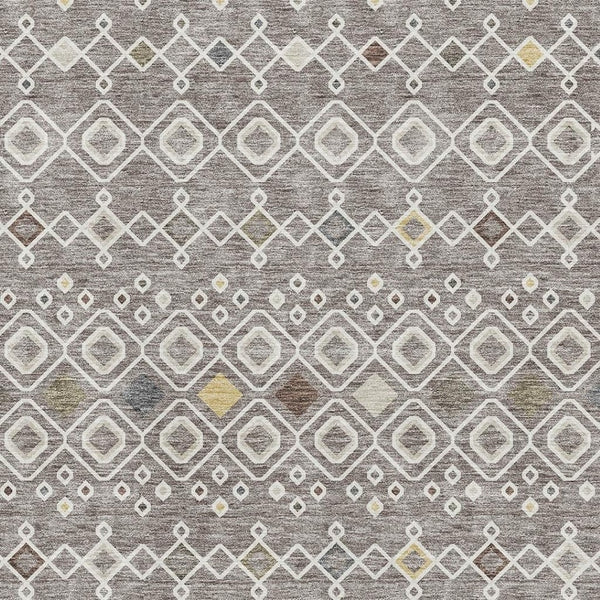 HomeRoots 9' X 12' Southwestern Washable Area Rug in Taupe Ivory Gold - UV Protected, Stain-Resistant Design 674747