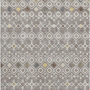 HomeRoots 9' X 12' Southwestern Washable Area Rug in Taupe Ivory Gold - UV Protected, Stain-Resistant Design 674747