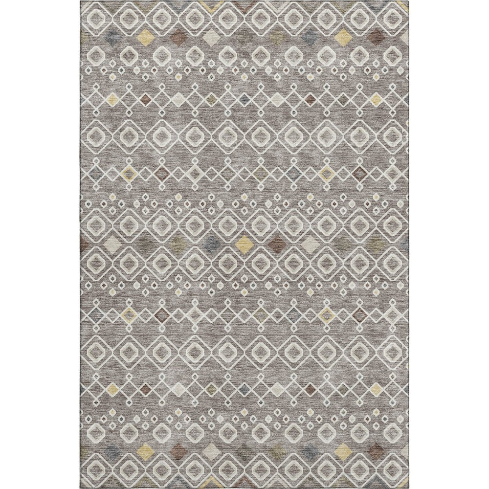 HomeRoots 10' X 14' Southwestern Washable Area Rug in Taupe, Ivory & Gold – Durable, UV-Protected Design! 674748