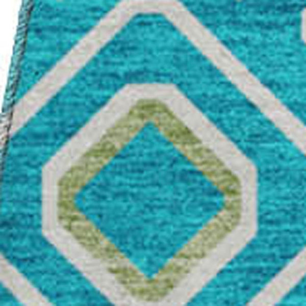 HomeRoots 8' Southwestern-Inspired Teal, Gold & Green Washable Round Rug with UV Protection for Homes 674751