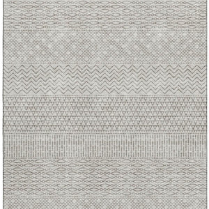 HomeRoots 8' X 10' Beige And Ivory Striped Area Rug – Washable, UV Protected, Stain Resistant for Busy Homes 674758