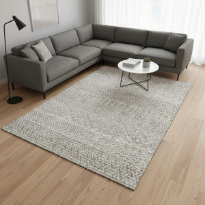 HomeRoots 9' X 12' Striped Beige and Ivory Washable Area Rug – UV Protected, Stain Resistant, Timeless Style 674759