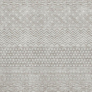 HomeRoots 9' X 12' Striped Beige and Ivory Washable Area Rug – UV Protected, Stain Resistant, Timeless Style 674759
