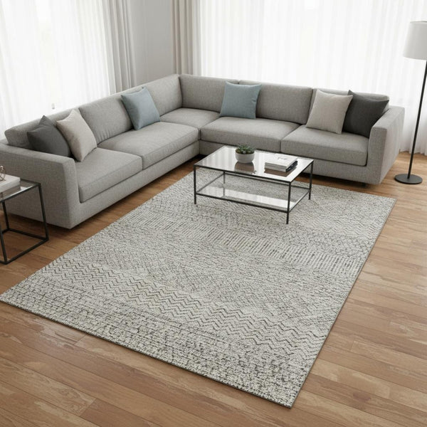 HomeRoots 10' Beige and Ivory Striped Washable Area Rug - Durable, UV Protected, Stain Resistant for Busy Homes 674760