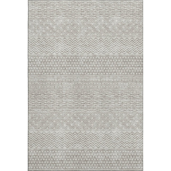 HomeRoots 10' Beige and Ivory Striped Washable Area Rug - Durable, UV Protected, Stain Resistant for Busy Homes 674760