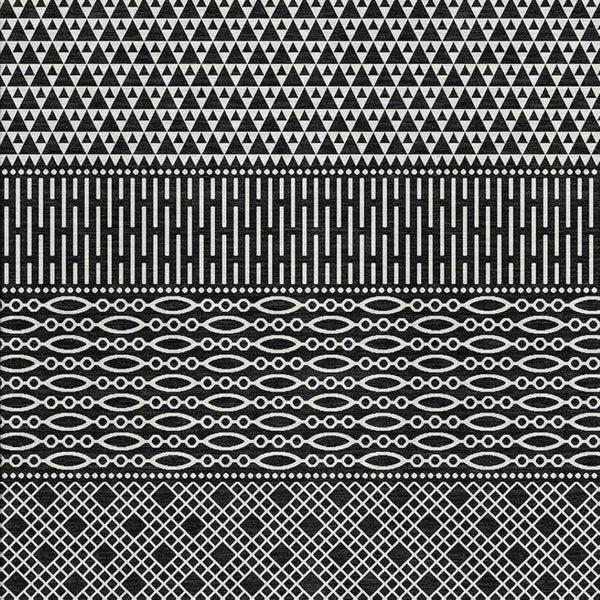 HomeRoots 5' X 8' Black and Ivory Striped Washable Area Rug with UV Protection for High-Traffic Spaces 674762