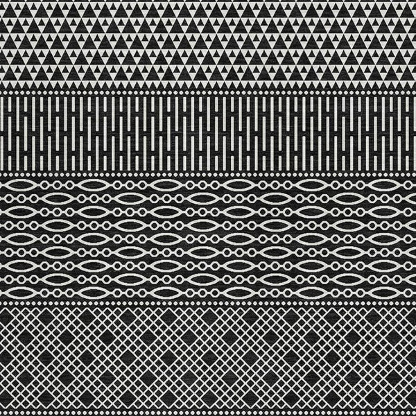 HomeRoots 8' X 10' Black and Ivory Striped Area Rug – Washable, UV Protected, Durable for High-Traffic Spaces! 674764